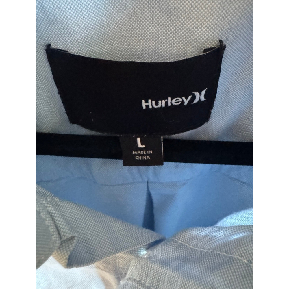Hurley Light Blue Button Down Short Sleeve Shirt Large - Picture 2 of 6